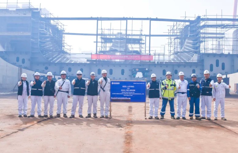 Work progresses on GAC's first LNG-powered PCTC in China