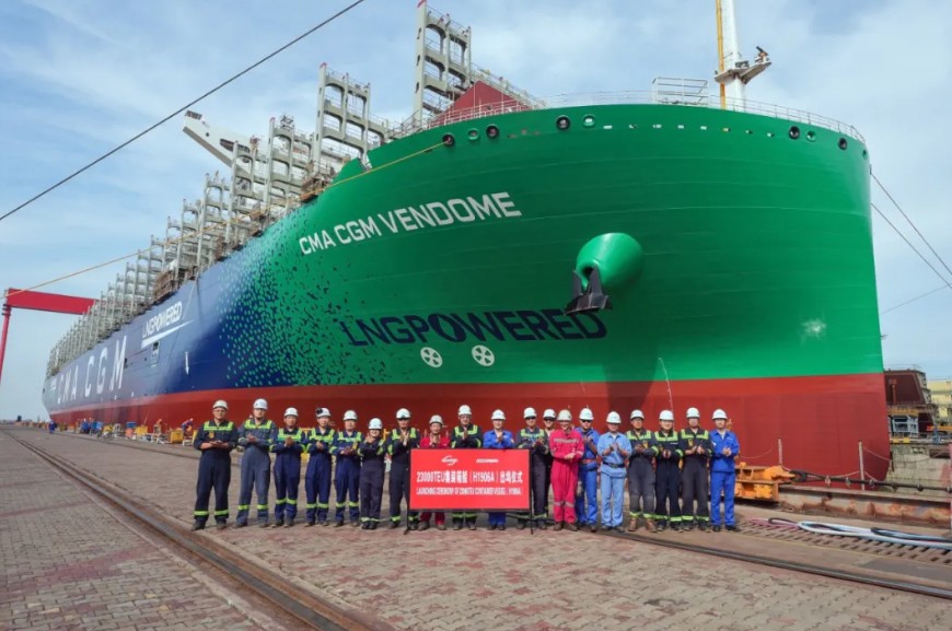 CMA CGM’s LNG-powered giant floated out in China
